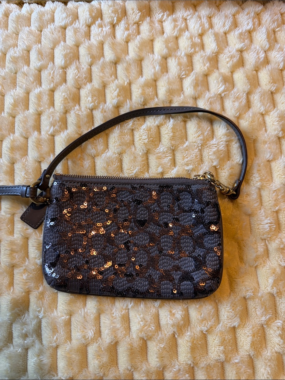 Coach Black Sequin Signature Wristlet